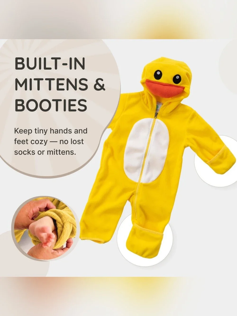CuddleClub Baby Fleece Yellow Duck Bunting Costume 3-6m One Piece